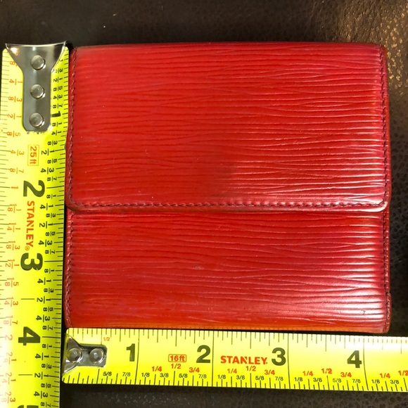 LOUIS VUITTON Red Epi Portefeiulle Elise Trifold Coin Cash Wallet AUTHENTIC - Picture 6 of 17